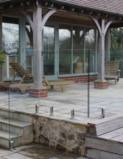 Elegant raised terrace glass fence