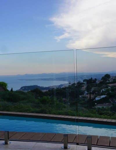 Breath taking views of Nice from Villefranche sur Mer glass pool barrier
